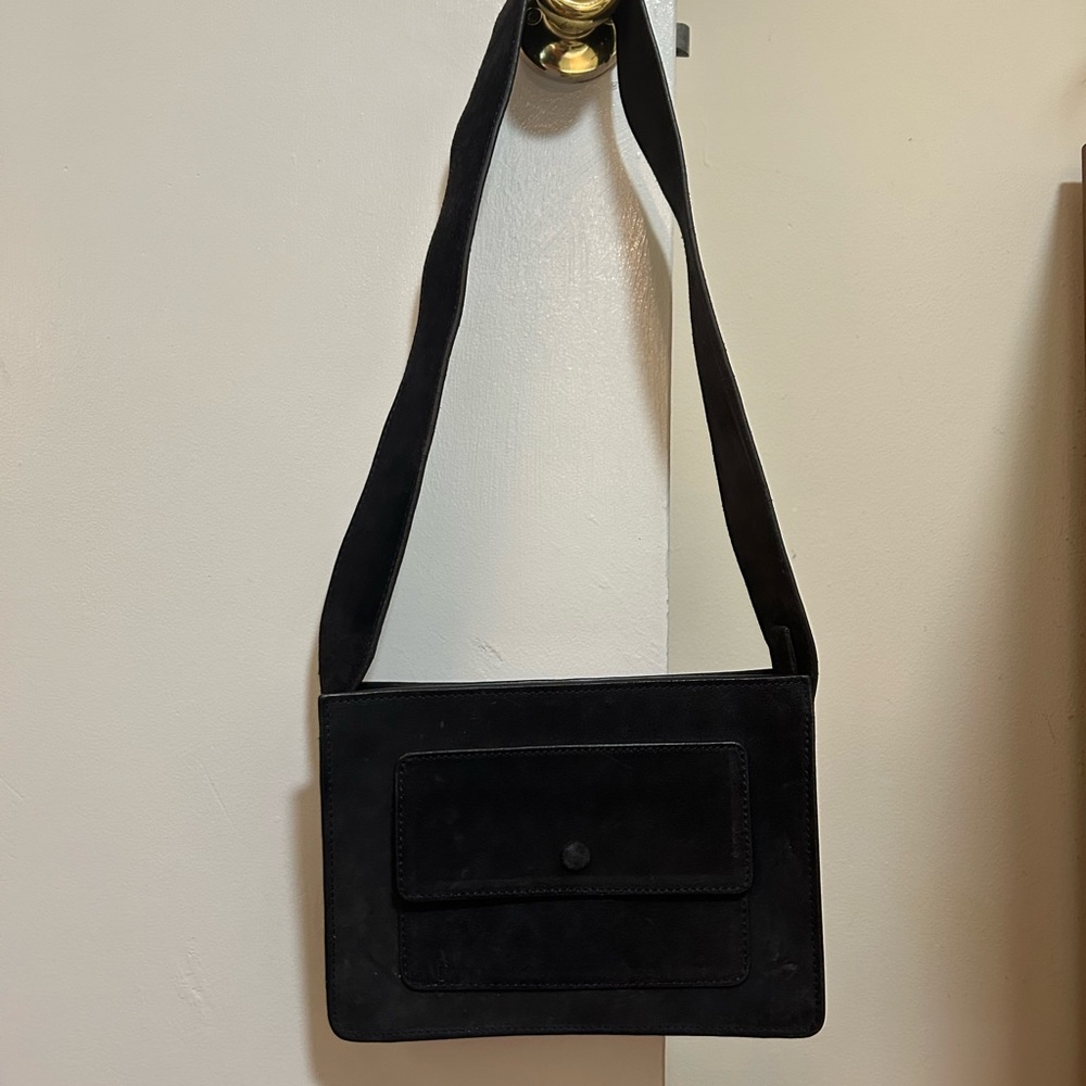 black suede shoulder bag